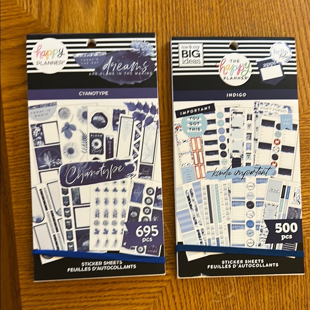 The Happy Planner Sticker Sheets - Cyanotype and Indigo
